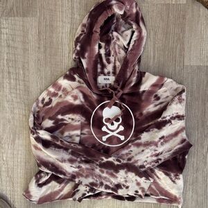 SoulCycle Burgundy and Cream Tie-Dye Hoodie